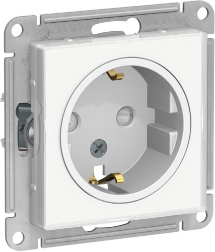 Розетка с заземлением без рамки Systeme Electric AtlasDesign Art 1-м. шторки прозрачный картинка